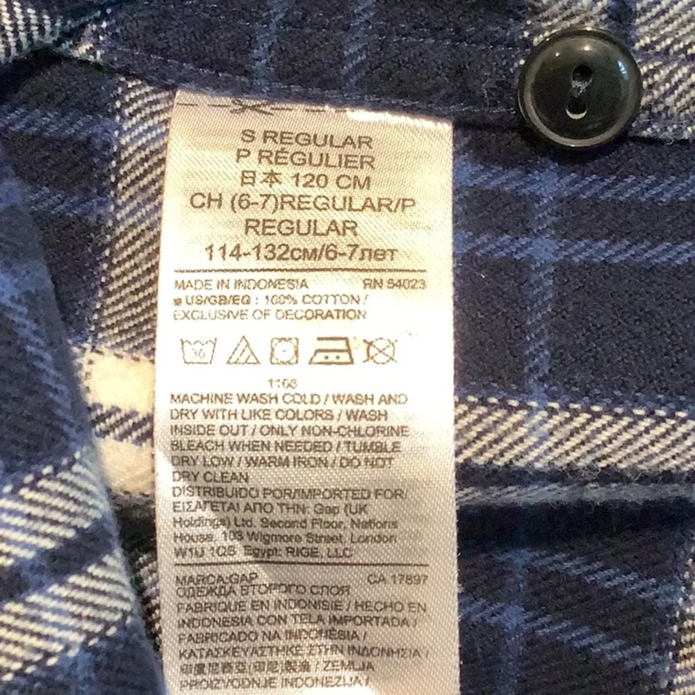 GAP Kids - Flannel Shirt - Black/White Plaid - Boys’ Size S 6/7 - 100% Cotton